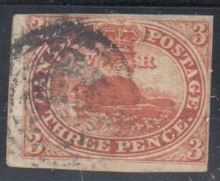 Canada #4 F-VF Used Imperf C$250.00 -- PERFECT NO FAULTS