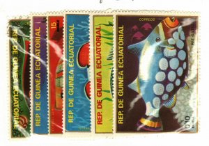 Equatorial Guinea 6 fish stamps used