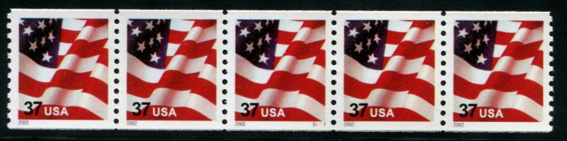 3631 US 37c Flag coil, MNH PNC5 #S1111