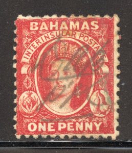 Bahamas Scott 24 Used H - 1882 1p Queen Victoria, Perf 12, Wmk 2 - SCV $22.50