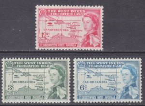 1958 St Christopher Nevis Anguilla 129-131 MLH Queen Elizabeth II