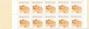 Micronesia sc# 36a MNH Booklet of 10 stamps 25c Tonachau Peak Truk (Chuuk)