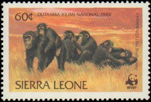 Sierre Leone #586-589, Complete Set(4), 1983, World Wildlife Fund, Animals, N...