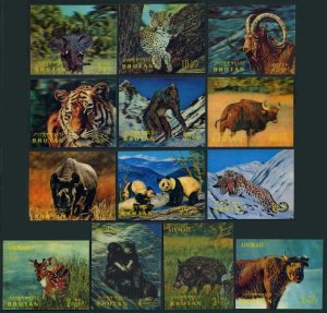 Bhutan 116-116L,MNH.Michel 376-388. Animals 1970:Leopard,African Elephant,Ibex,