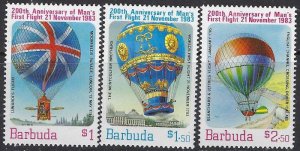 Barbuda 578-80 MNH 1988 Hot Air Balloons (102)(ad4885)