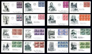 Lot of 32 Cacheted and Adressed Block of 4 First Day Covers from 1950s Lot # 1