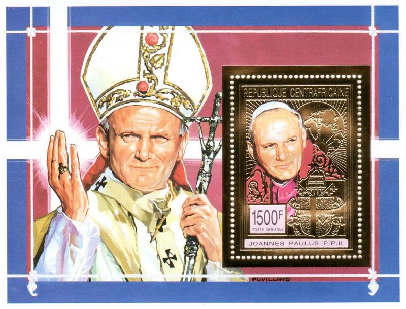 Central African Rep.1993 Pope John-Paul II SS Gold Mi #538A