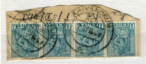 INDIA; 1950 early Trivandrum POSTMARK PIECE fine used item