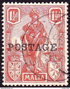 MALTA 1926 KGV 1½d Brown-Red SG146 FU