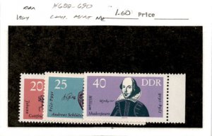 Germany - DDR, Postage Stamp, #688-690 Mint NH, 1964 Shakespeare (AC)