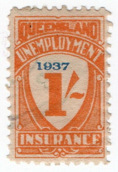 (I.B) Australia - Queensland Revenue : Unemployment Insurance 1/- (1937)