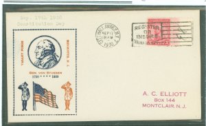 US 689 1930 2c General Von Steuben on an addressed (handstamped) first day cover with a NYC-City Hall Annex machine cancel and a