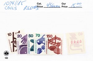 GERMANY  1074-85  MNH  COILS    RED NUMBERS