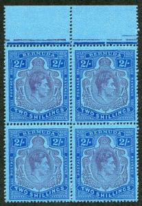 Bermuda SG116cf KGVI 2/- purple and blue/deep blue (ord) GASH in CHIN variety