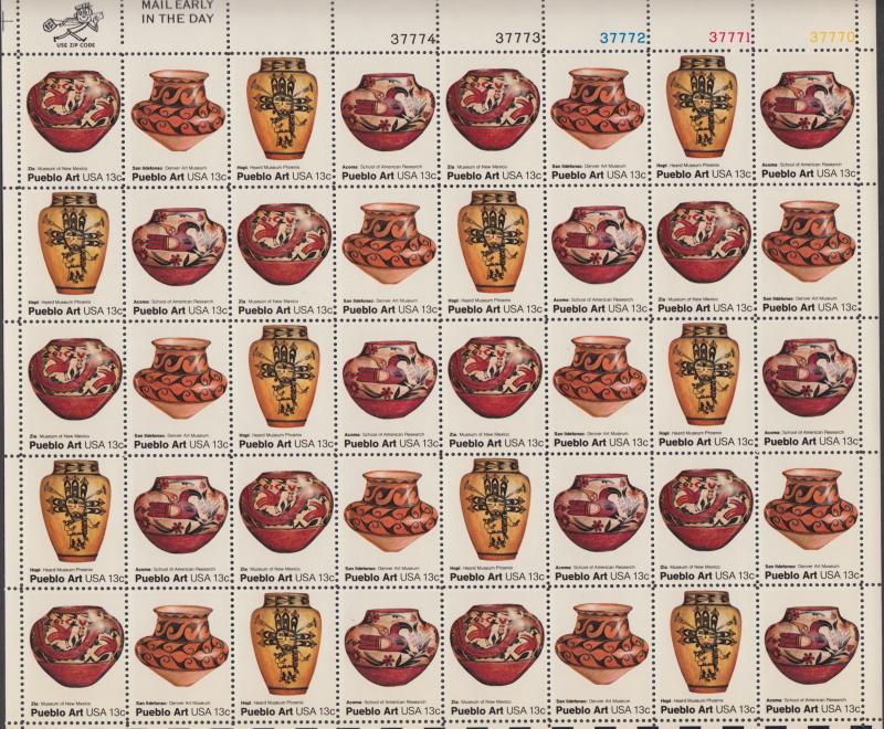 US #1706-09  Pueblo Pottery  Full sheet of 40-MNH
