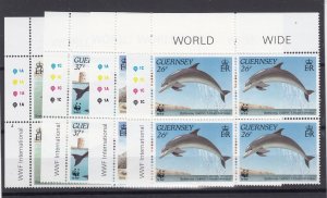 Guernsey 1990 WWF Marine Life Inscription Block of 4 x 4 SG501/504 MNH BP10518