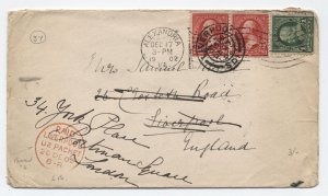 1902 Alexandria VA cover to England forwarded 1st bureaus flag cancel [6525.51]