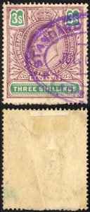 Cape of Good Hope BF153 KEVII 3/- Lilac and Green (creased)