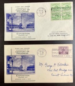 728-729 Two John Gill Cachets 1933 Century of Progress FDC   P-33