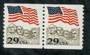 2523c MNH Rushmore Flag Toledo Brown EFO coil pair