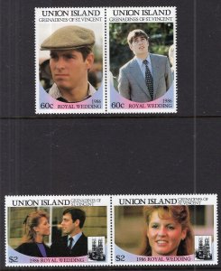 St Vincent Grenadines Union Island 228-229 Royal Wedding MNH VF