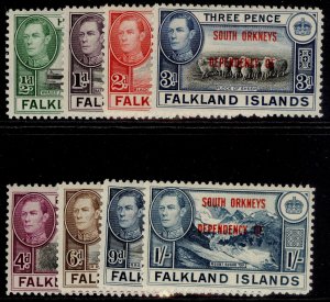 FALKLAND ISLANDS - South Orkneys GVI SG C1-C8, 1944-45 set, LH MINT. Cat £24.