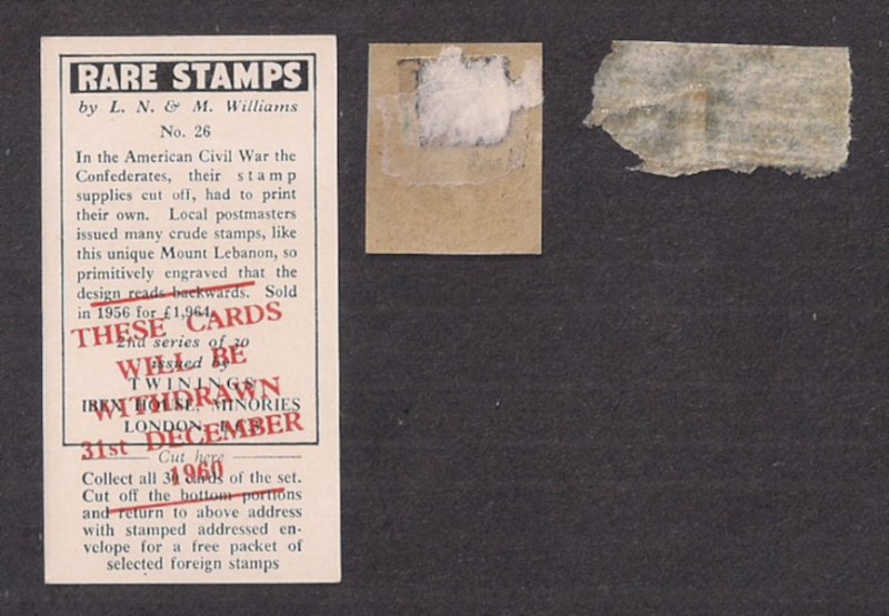 CSA LABELS, RELATED & a STAMP (#13), Twinings Mt Lebanon card, 1941 label, Miss