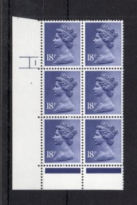 18p PCP1 MACHIN UNMOUNTED MINT CYLINDER 1 BLOCK APS PERF MCC £45