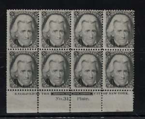 USA #73 Mint Fine Plate Block Of Eight Full Original Gum Hinged **With Cert.**