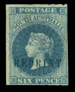 SOUTH AUSTRALIA 1884  Queen Victoria  6p slate blue wmk. SA ovprinted REPRINT 