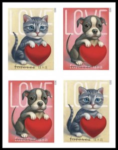 US Love Kitty Puppy NDC/Imperf Block of 4 stamps MNH 2023 Pre-Order