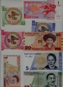 Kyrgyzstan 8 banknotes/ unc. (3)