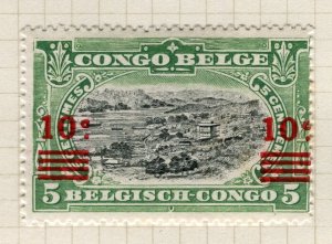 BELGIUM CONGO; 1921 early Pictorial surcharged issue Mint hinged 10c. value