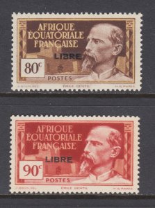 French Equatorial Africa Sc 105, 106, MNH. 1940 80c & 90c LIBRE ovpts, fresh, VF