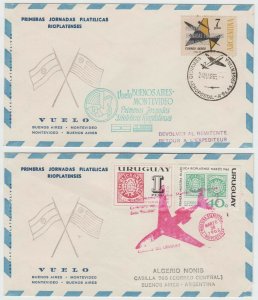 ARGENTINA 1965-77 ARGENTINA-URUGUAY PHILATELIC EXHIBITION 6 DECO COVERS FLIGHTS+ 