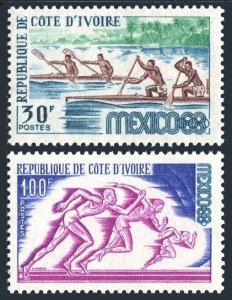 Ivory Coast 270-271, MNH. Michel 331-332. Olympic Games Mexico-1968. Canoe race,