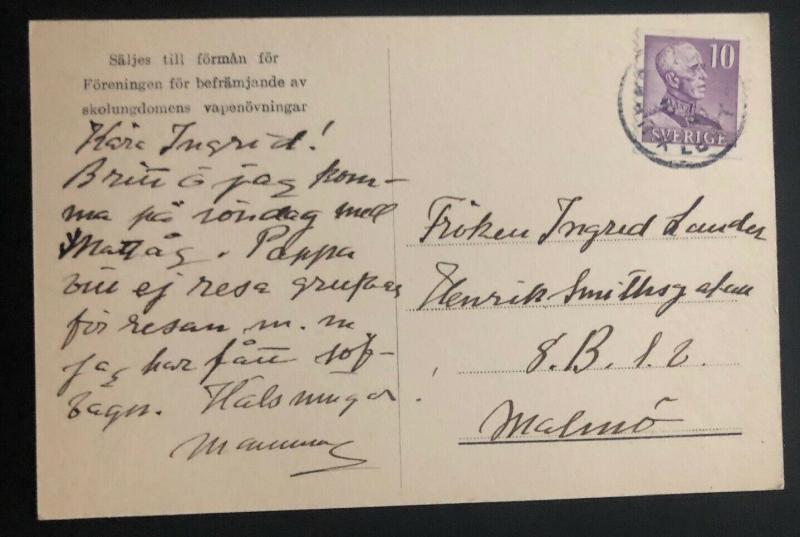 1940s Sweden Real Picture Postcard cover To Malmo sthlm's County Council's