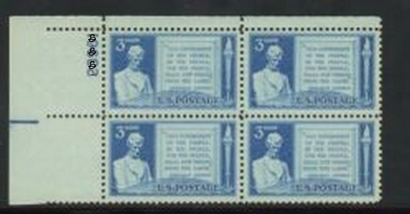 US Stamp #978 MNH - Gettysburg Address Plate Block of 4