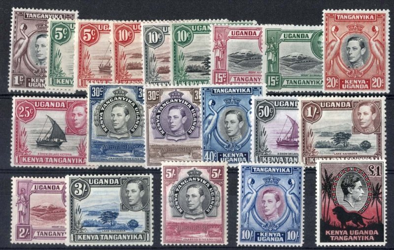 Kenya Uganda Tanganyika 1938 1c - £1 fine mint set of 20 sg131-150b incl a few 