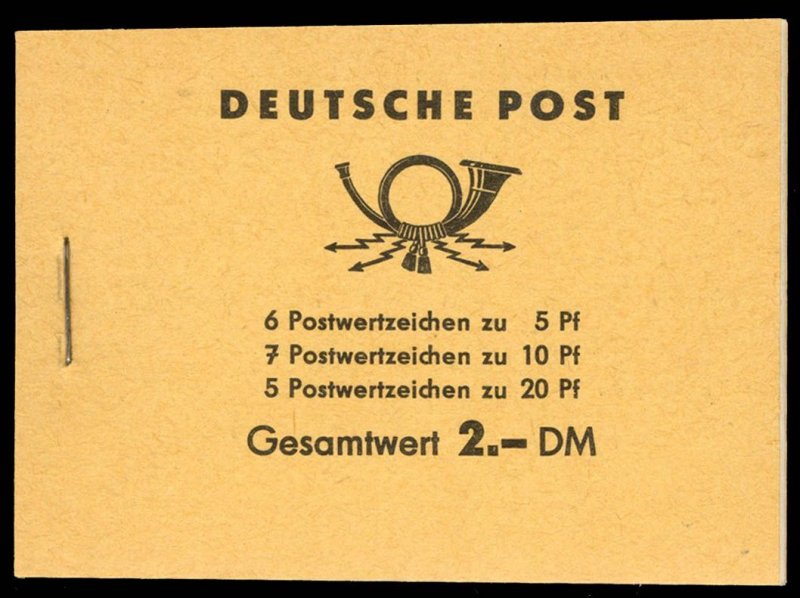 Germany DDR #Mi. 1, cat. €120, 1955 2m unexploded booklet, never hinged
