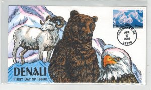 2001 COLLINS HANDPAINTED ALASKA MOUNT MCKINLEY 80c AIRMAIL C137 Bear Eagle Ram