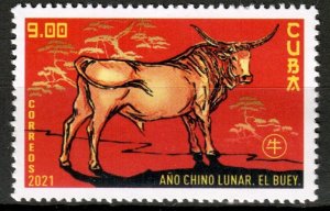 CUBA  Sc# 6331       CHINESE LUNAR CALENDAR    YEAR OF THE BULL     2021  MNH