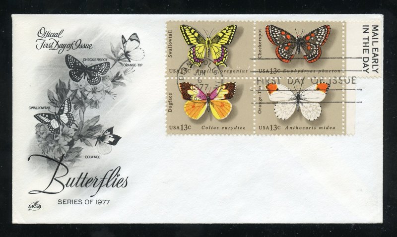US 1715a Butterfly Issue  UA ArtCraft cachet FDC Mail Early