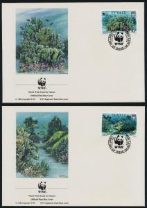 Tuvalu 617-20 on FDC's - WWF, Marine Life, Blue Coral