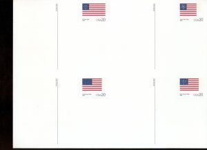 2000 U S Scott #UX320a//UX336a Postal Crds Stars and Stripes Type Sheets of 4 NH