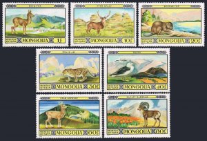 Mongolia 795-801,MNH. Protected fauna 1974:Stag,Beaver,Deer,Leopard,Mouflon.