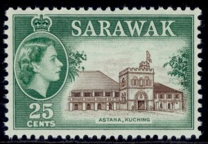 SARAWAK QEII SG197, 25c sepia & green, NH MINT.