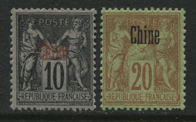 France Offices in China overprinted Chine 10 and 20 centimes mint o.g.