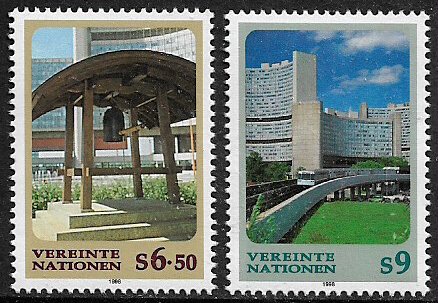 UN, Vienna #233-4 MNH Set - Peace Bell - Vienna Center