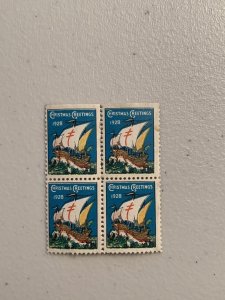 1928 SCOTT WX44 CHRISTMAS GREETINGS SEAL (BLOCK OF 4) Mint NH